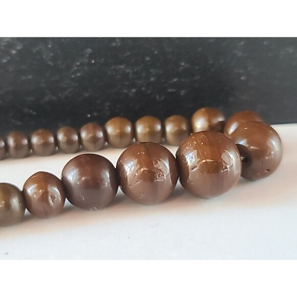 Brown Beaded Necklace Vintage, READ USED Fair Condition - Picture 4 of 10